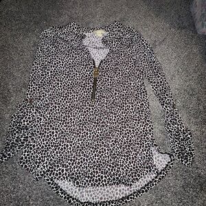 Michael Kors Black and White Leopard Print Blouse